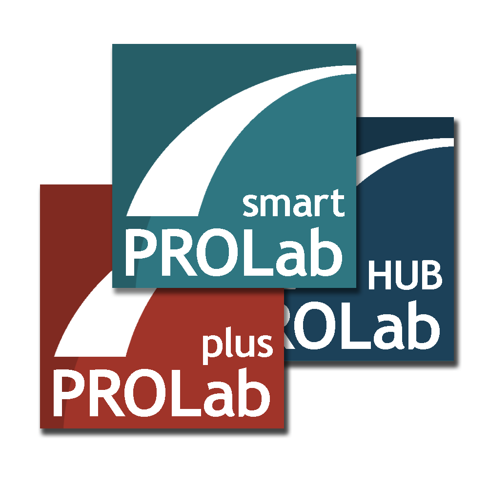 The logos of the different software products of the PROLab family